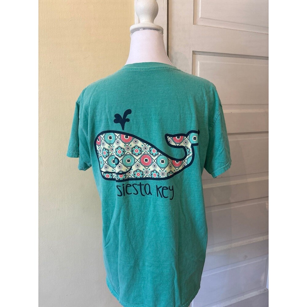 Women's cotton tshirt tee top Blue siesta key whale Paisley beach summer crew - Picture 3 of 5